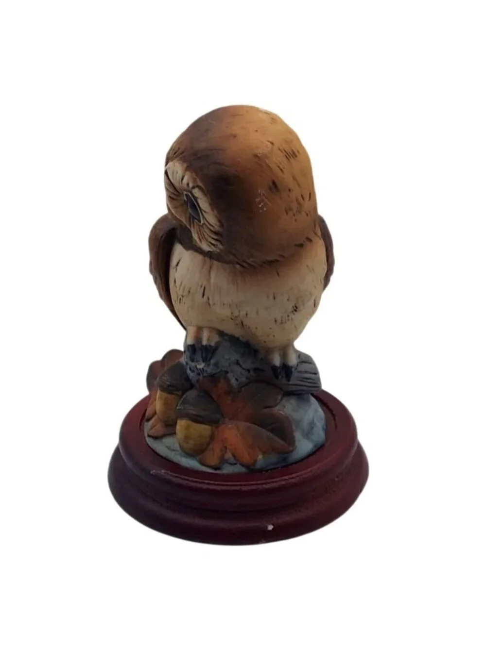 Vintage Andrea By Sadek Porcelain Owl Figurine On Wood Base #6350 Japan